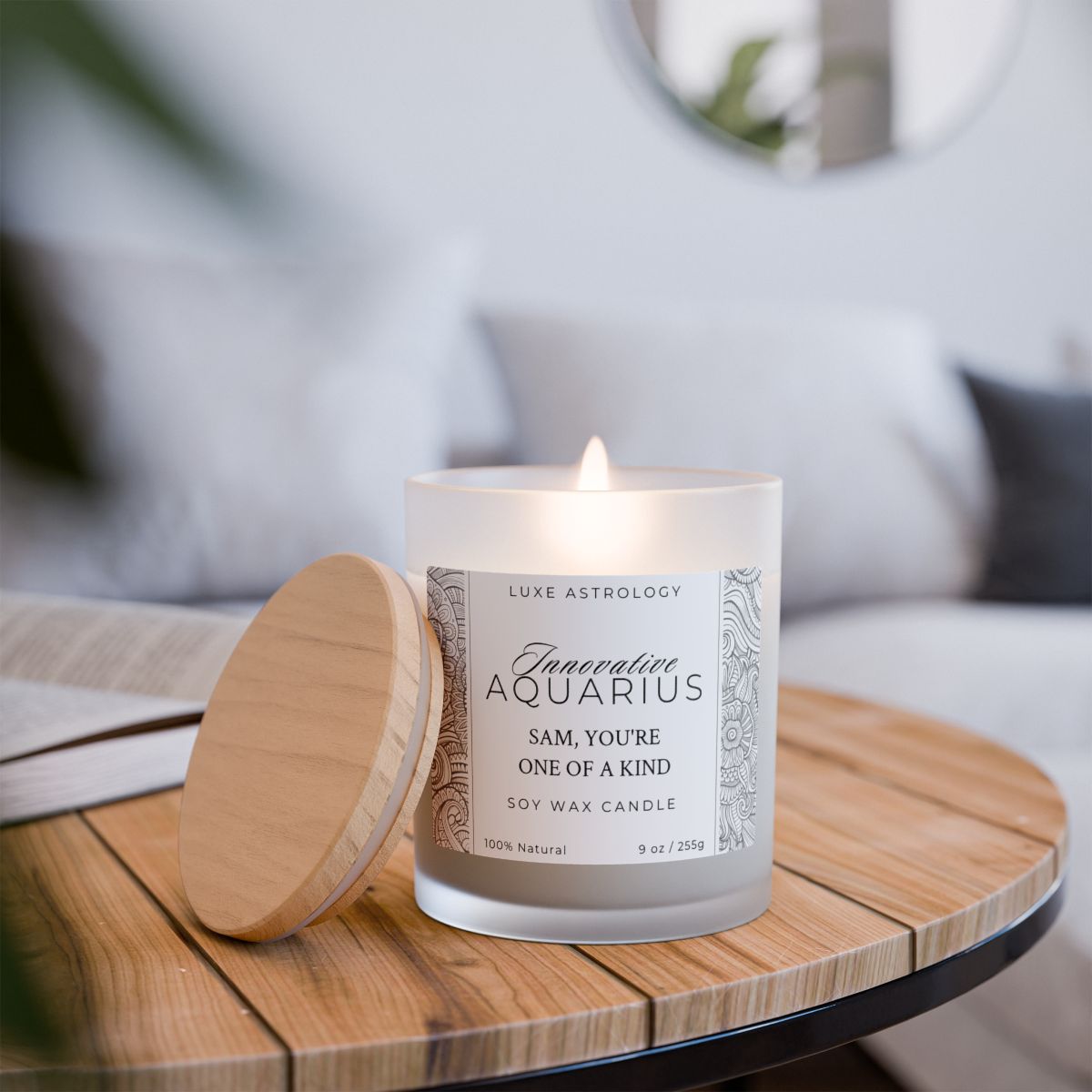 Frosted Glass Candle – Personalised Funny Candle (AQUARIUS) - 11oz, 312g
