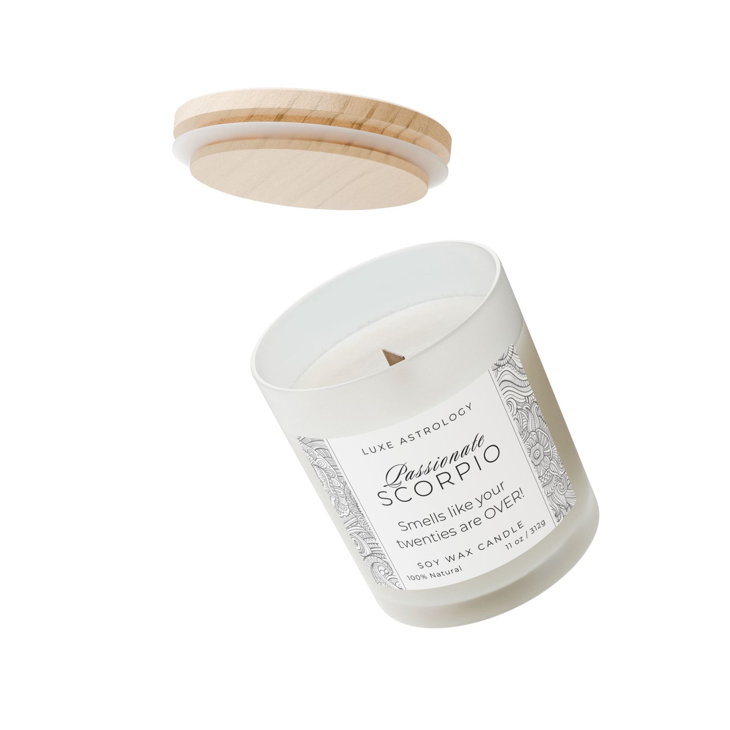 Frosted Glass Candle – Personalised Funny Candle (SCORPIO) - 11oz, 312g