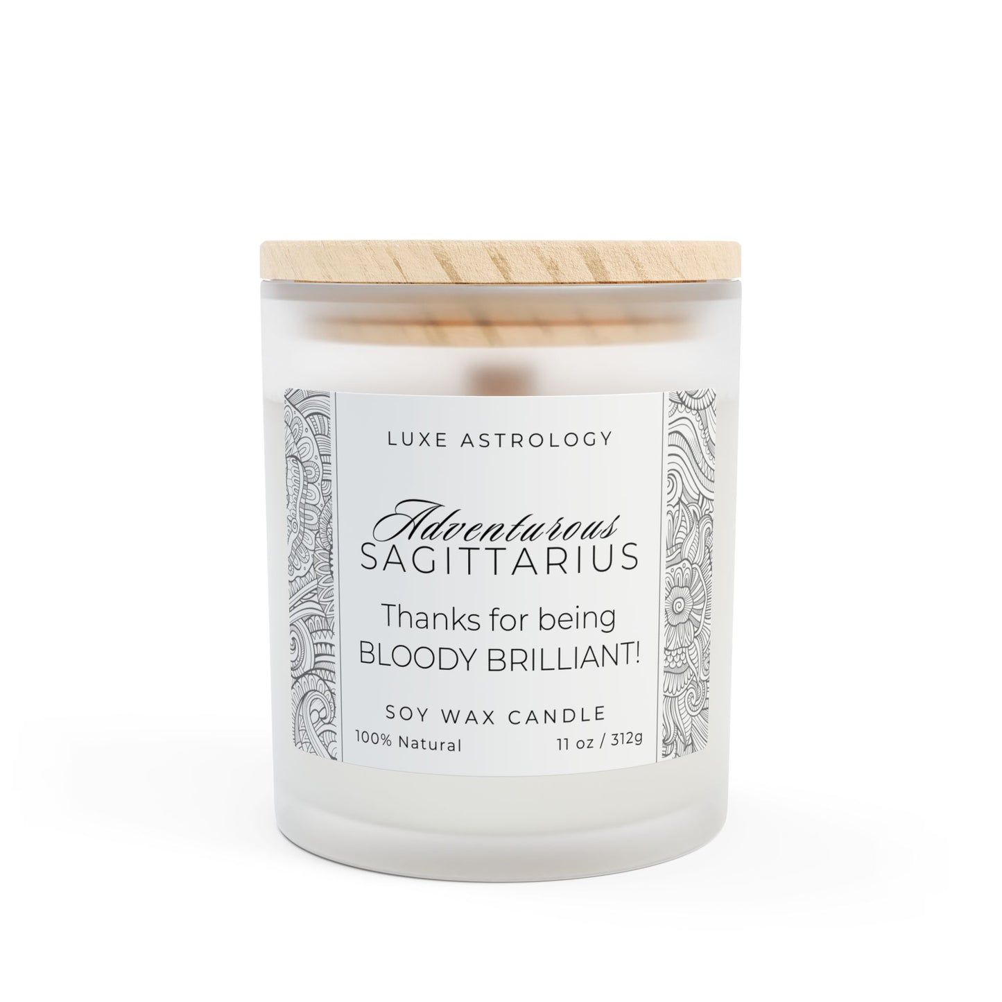 Frosted Glass Candle – Personalised Funny Candle (SAGITTARIUS) - 11oz, 312g