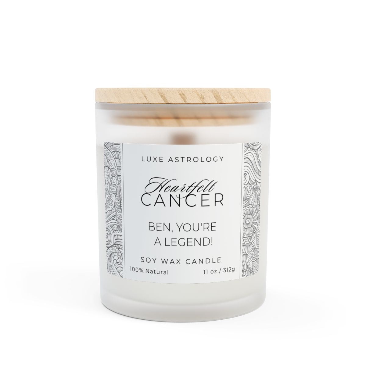 Frosted Glass Candle – Personalised Funny Candle (CANCER) - 11oz, 312g